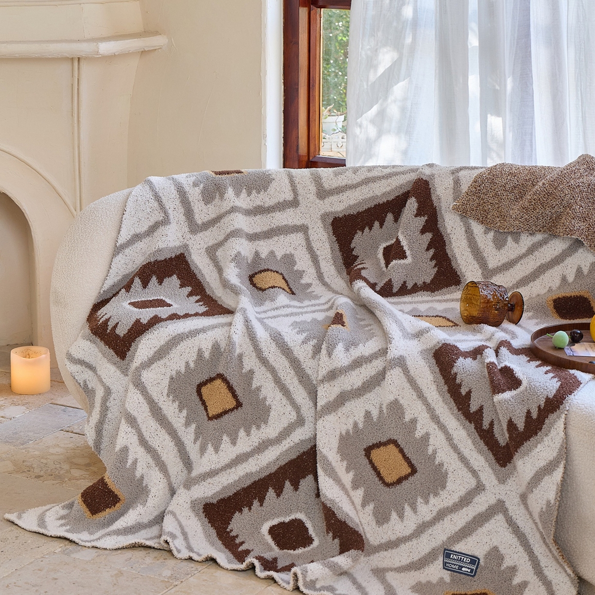 91家纺网 家纺一手货源 找家纺 （总）暖绵绵家纺 2026新款桑罗帕几何纹织毯 毛毯毯子（券后/折后零售价不得低于173元）