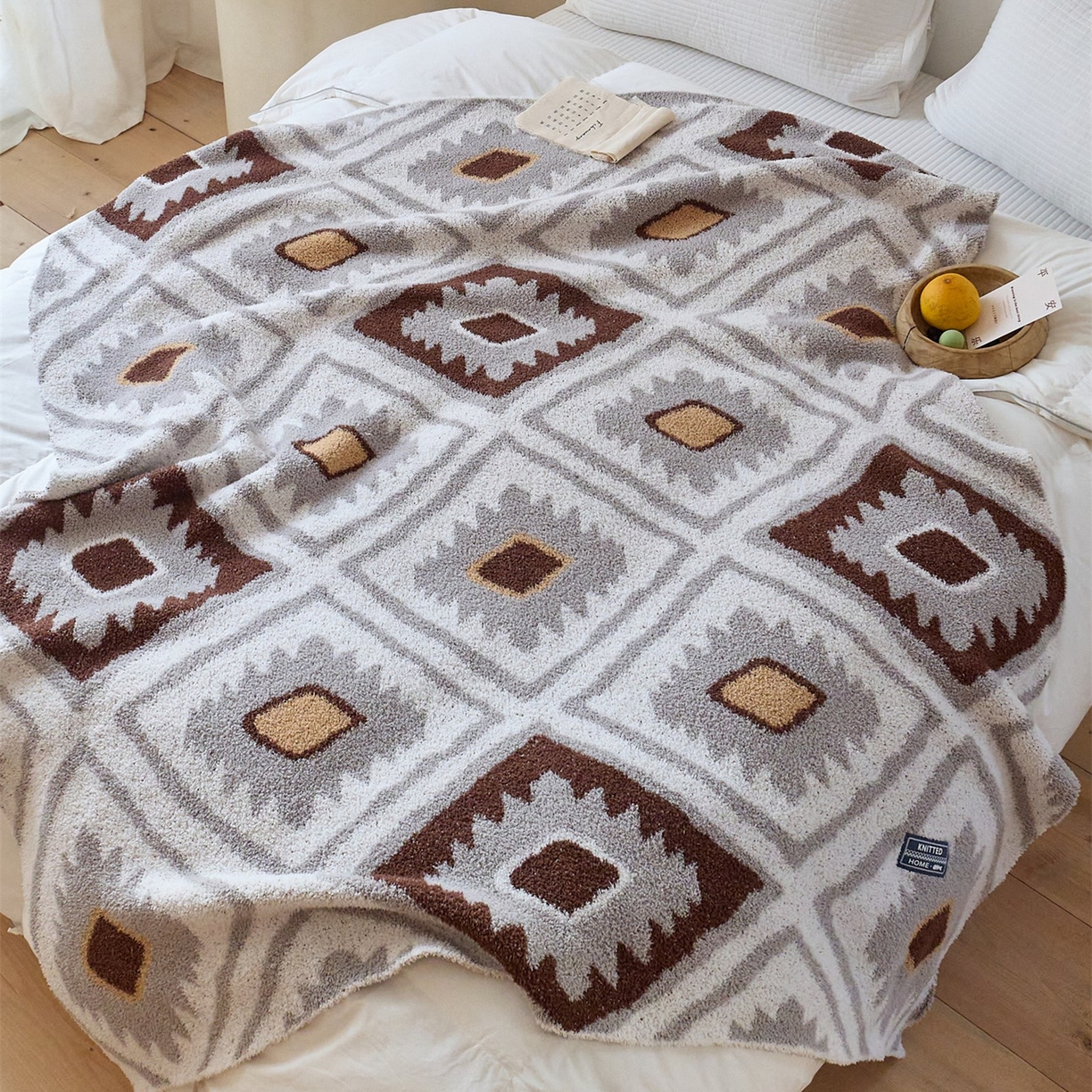 91家纺网 家纺一手货源 找家纺 （总）暖绵绵家纺 2026新款桑罗帕几何纹织毯 毛毯毯子（券后/折后零售价不得低于173元）