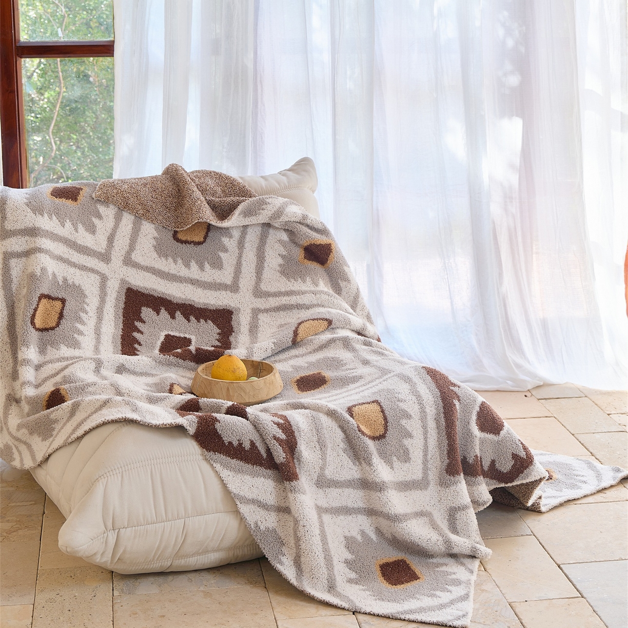 91家纺网 家纺一手货源 找家纺 （总）暖绵绵家纺 2026新款桑罗帕几何纹织毯 毛毯毯子（券后/折后零售价不得低于173元）