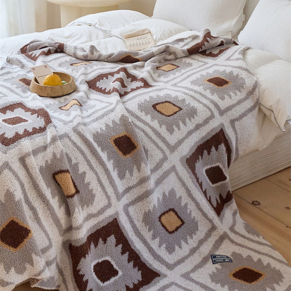 91家纺网 家纺一手货源 找家纺 （总）暖绵绵家纺 2026新款桑罗帕几何纹织毯 毛毯毯子（券后/折后零售价不得低于173元）