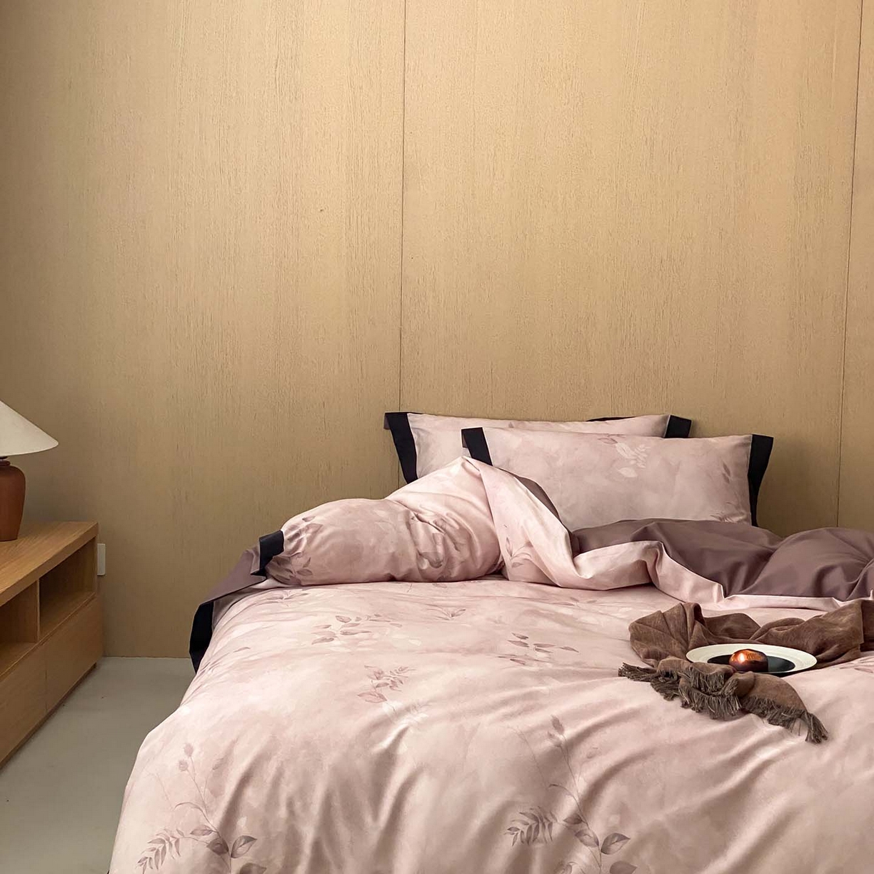 91家纺网 家纺一手货源 找家纺 （总）赫帛 2026新款50s数码全棉轻磨毛四件套-暖叶