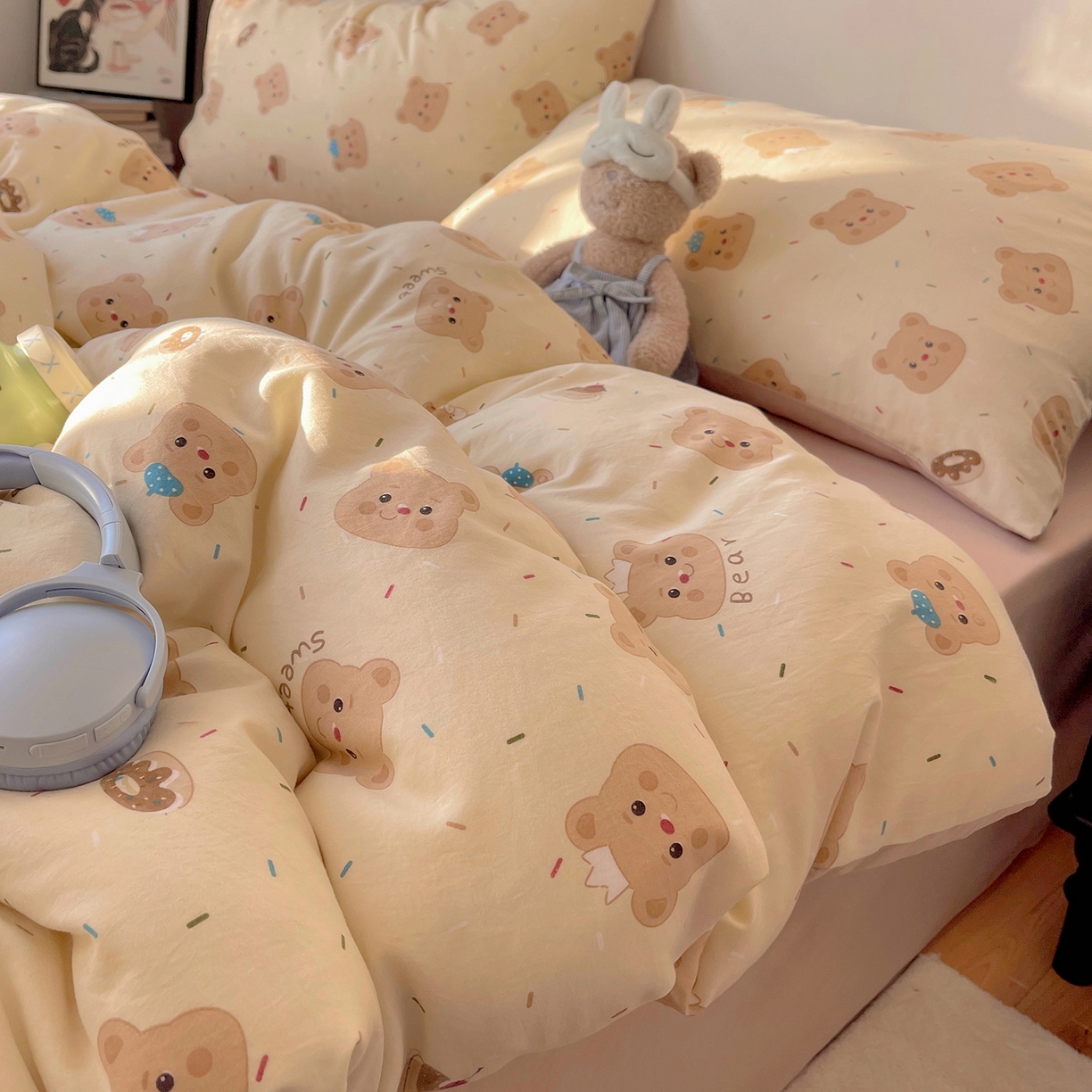 91家纺网 家纺一手货源 找家纺 （总）沐芷 2026 【提供买家秀】A类软糯水洗棉四件套床上宿舍三件套床单被套