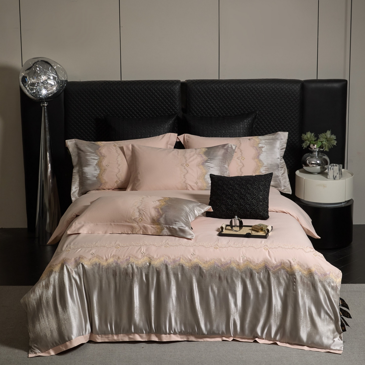 91家纺网 家纺一手货源 找家纺 鑫豪家纺 2026新款13372全棉高精密色织提花四件套-赫兹系列 赫兹-藕粉