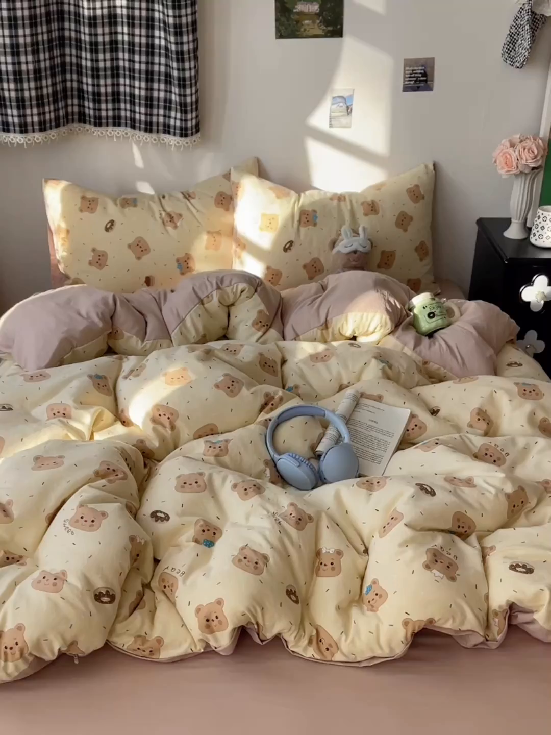 91家纺网 家纺一手货源 找家纺 沐芷 2026 【提供买家秀】A类软糯水洗棉四件套床上宿舍三件套床单被套 黄油小熊