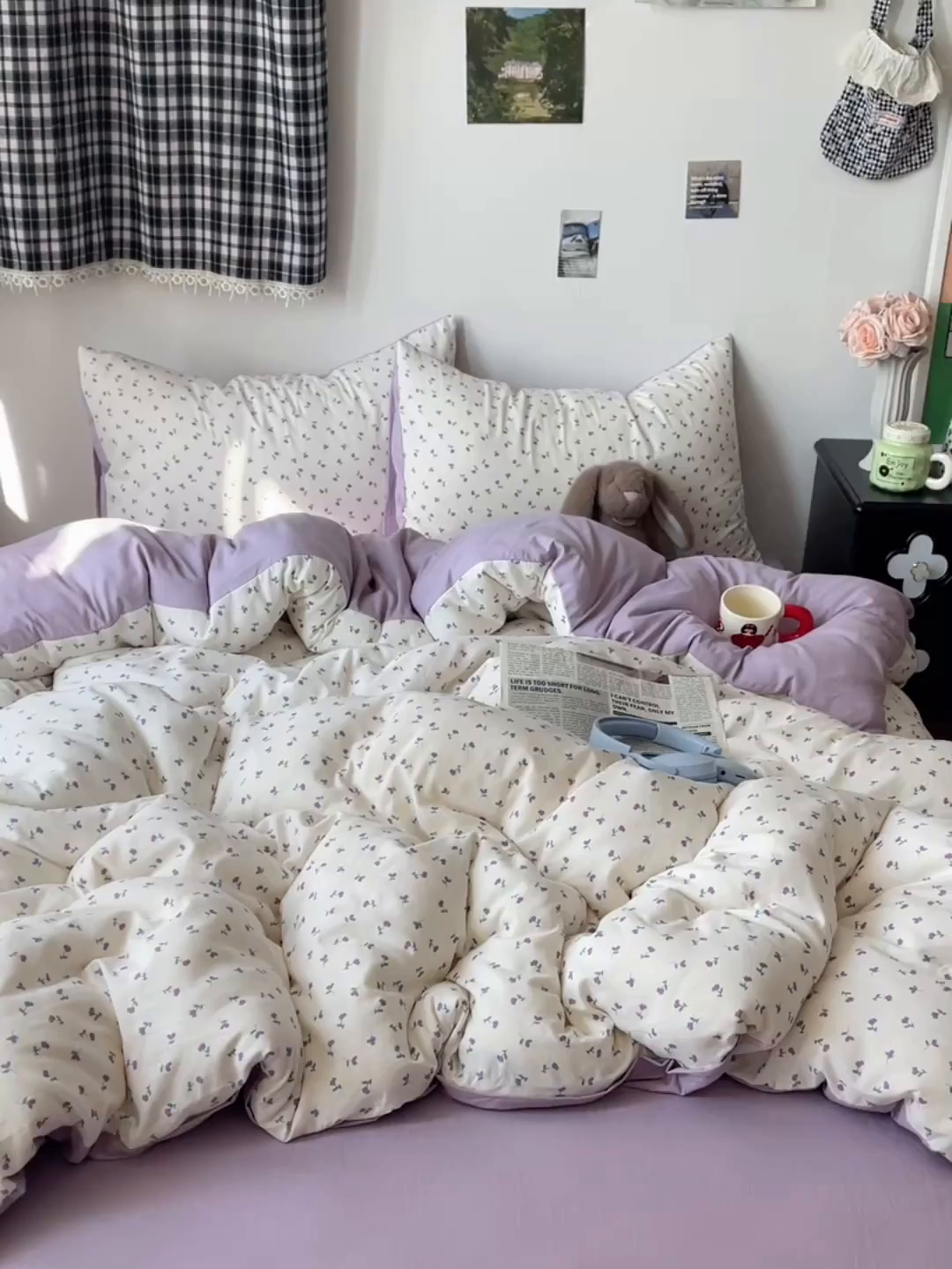 91家纺网 家纺一手货源 找家纺 沐芷 2026 【提供买家秀】A类软糯水洗棉四件套床上宿舍三件套床单被套 紫韵