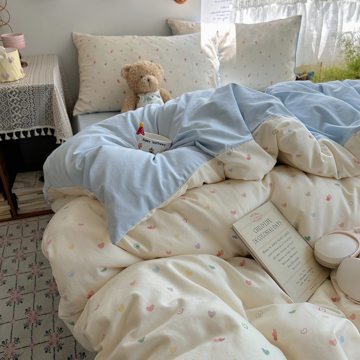 91家纺网 家纺一手货源 找家纺 沐芷 2026 【提供买家秀】A类软糯水洗棉四件套床上宿舍三件套床单被套 爱情手礼