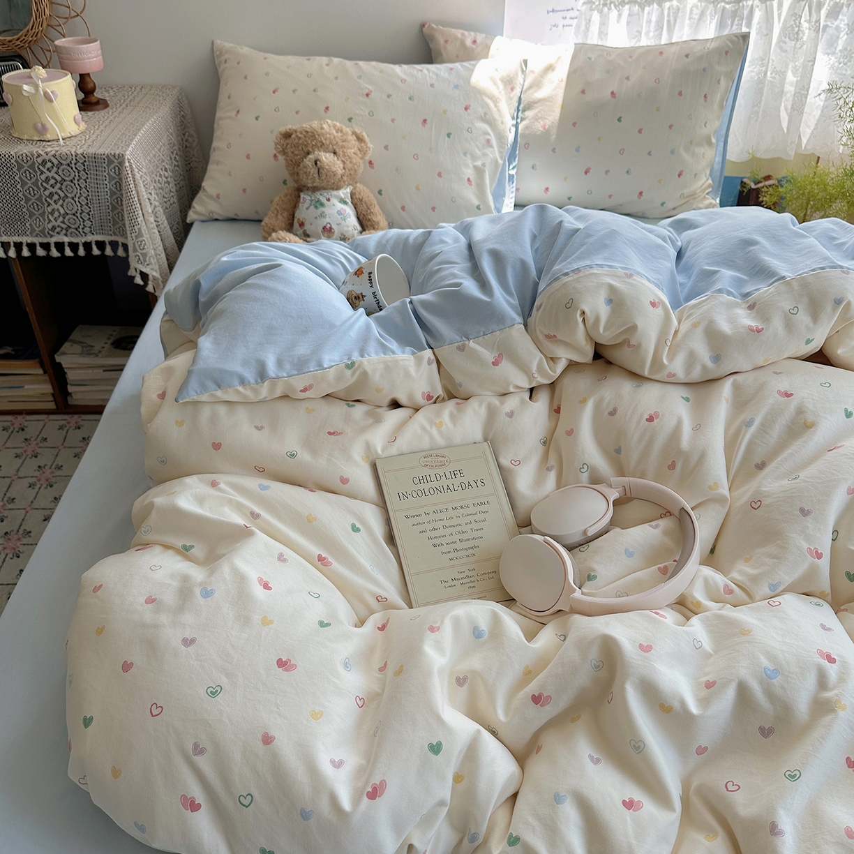 91家纺网 家纺一手货源 找家纺 沐芷 2026 【提供买家秀】A类软糯水洗棉四件套床上宿舍三件套床单被套 爱情手礼