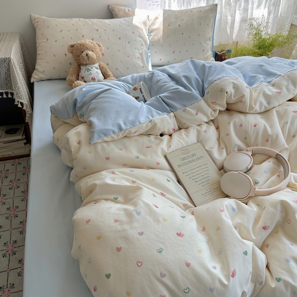 91家纺网 家纺一手货源 找家纺 沐芷 2026 【提供买家秀】A类软糯水洗棉四件套床上宿舍三件套床单被套 爱情手礼