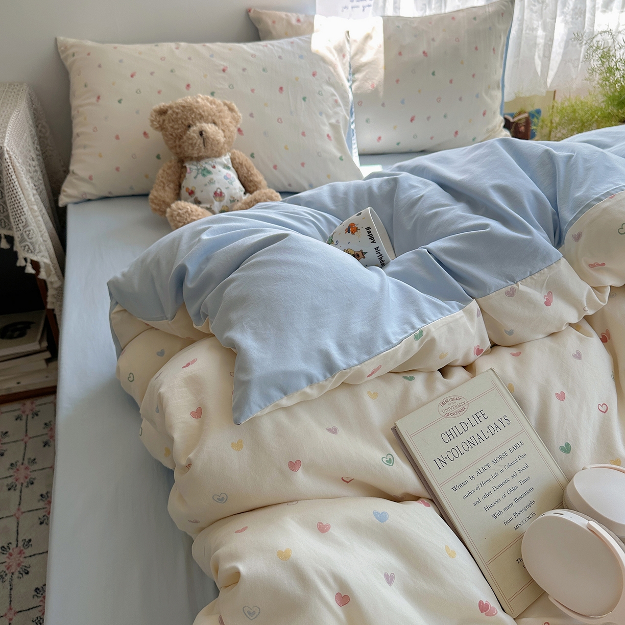 91家纺网 家纺一手货源 找家纺 沐芷 2026 【提供买家秀】A类软糯水洗棉四件套床上宿舍三件套床单被套 爱情手礼