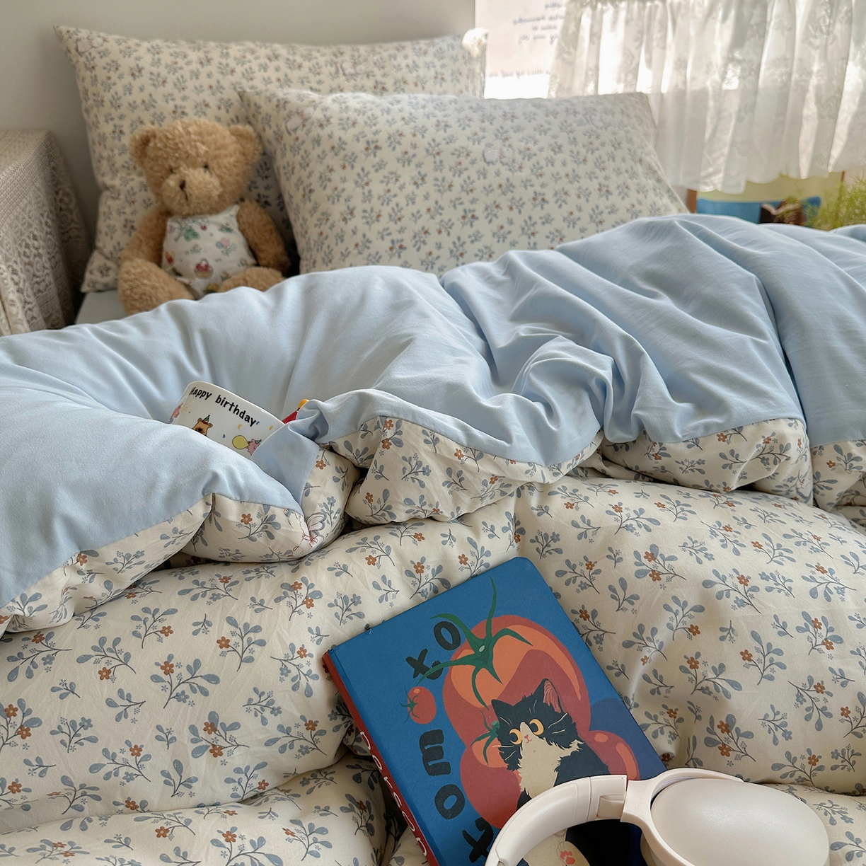 91家纺网 家纺一手货源 找家纺 沐芷 2026 【提供买家秀】A类软糯水洗棉四件套床上宿舍三件套床单被套 安妮的兔