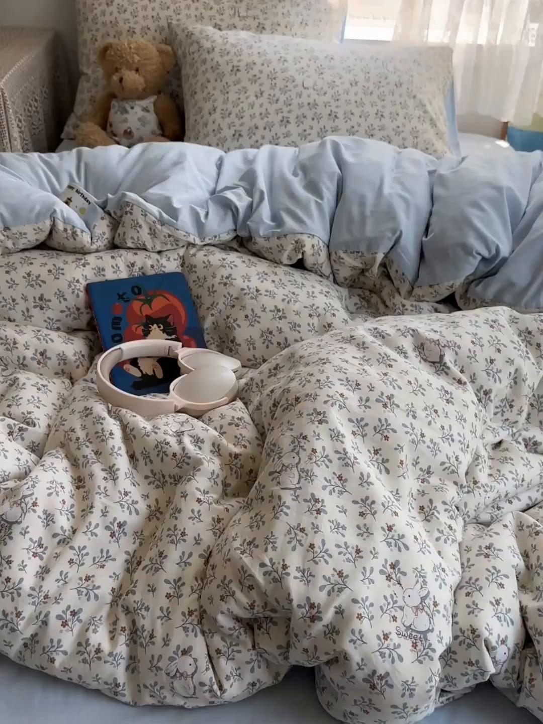 91家纺网 家纺一手货源 找家纺 沐芷 2026 【提供买家秀】A类软糯水洗棉四件套床上宿舍三件套床单被套 安妮的兔