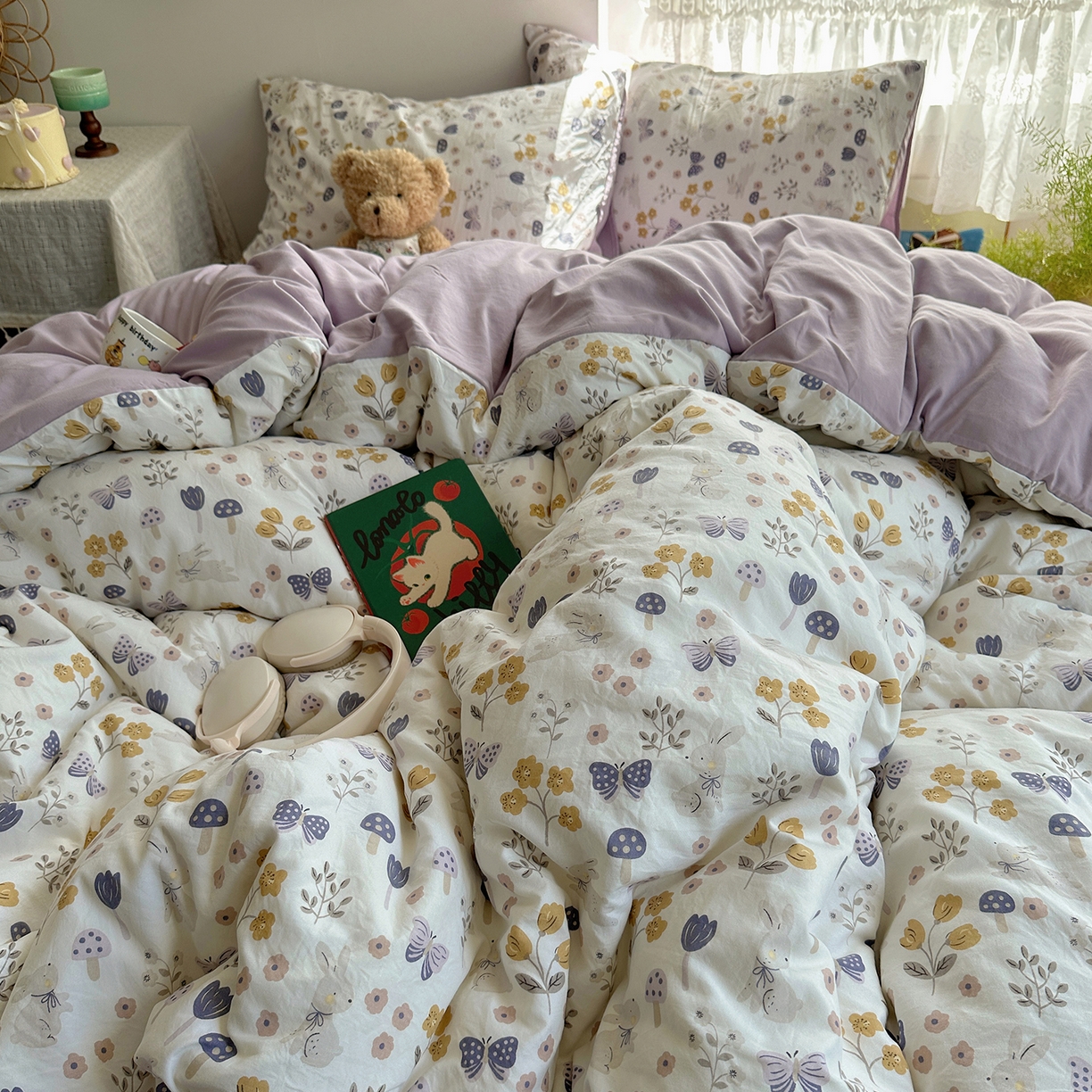 91家纺网 家纺一手货源 找家纺 沐芷 2026 【提供买家秀】A类软糯水洗棉四件套床上宿舍三件套床单被套 兔野仙踪