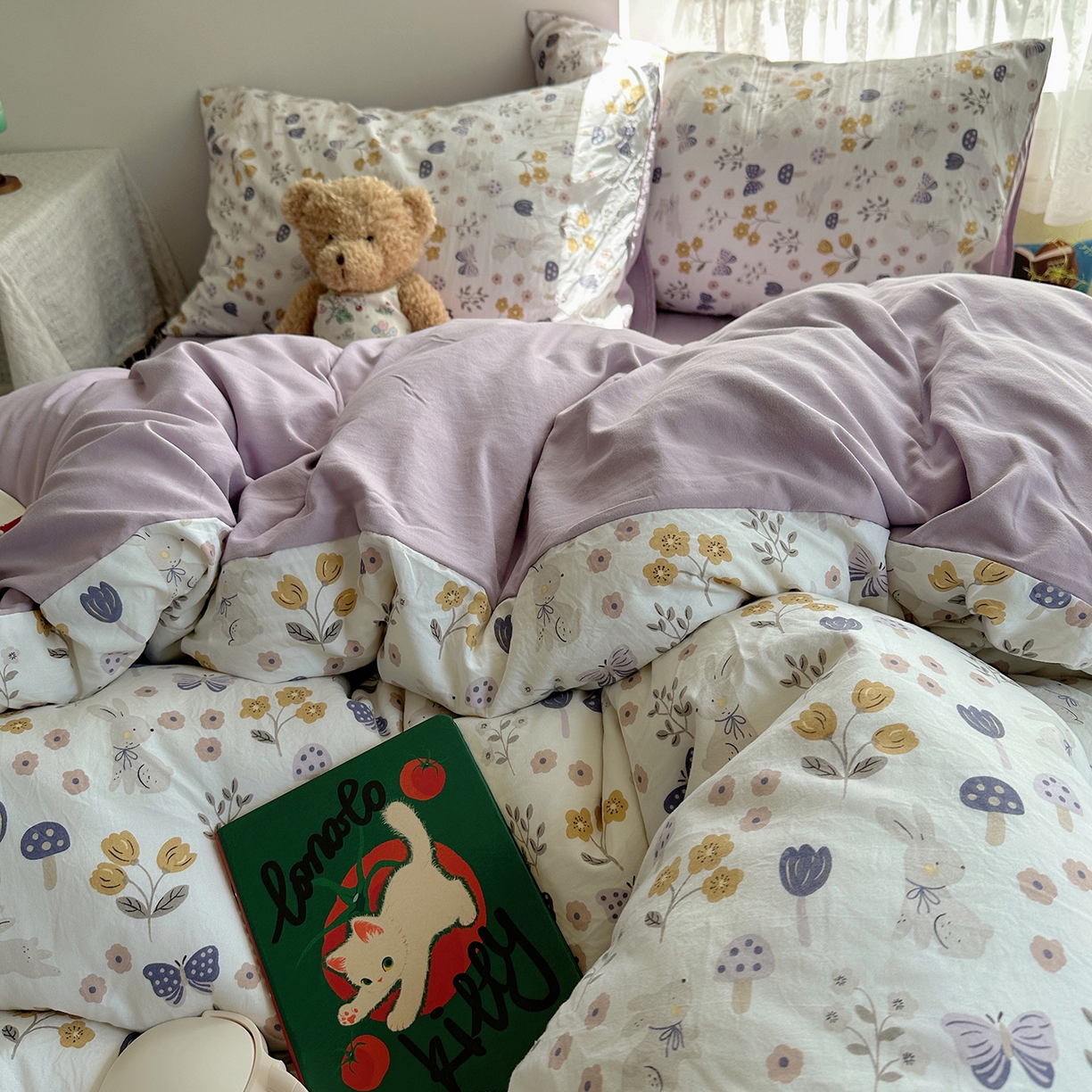 91家纺网 家纺一手货源 找家纺 沐芷 2026 【提供买家秀】A类软糯水洗棉四件套床上宿舍三件套床单被套 兔野仙踪