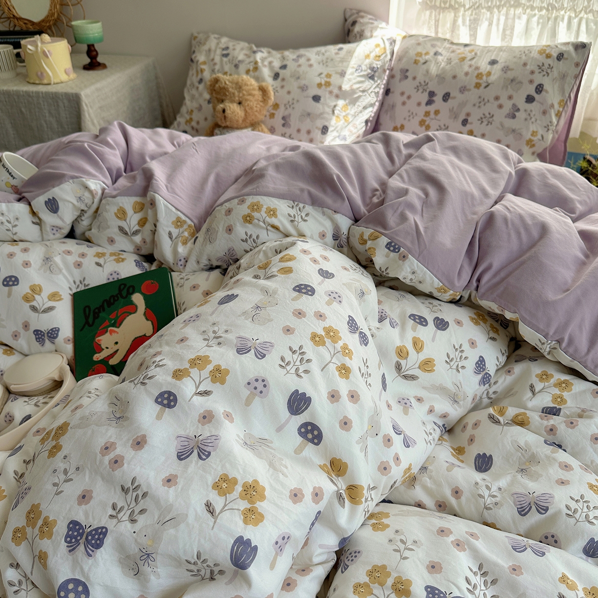 91家纺网 家纺一手货源 找家纺 沐芷 2026 【提供买家秀】A类软糯水洗棉四件套床上宿舍三件套床单被套 兔野仙踪