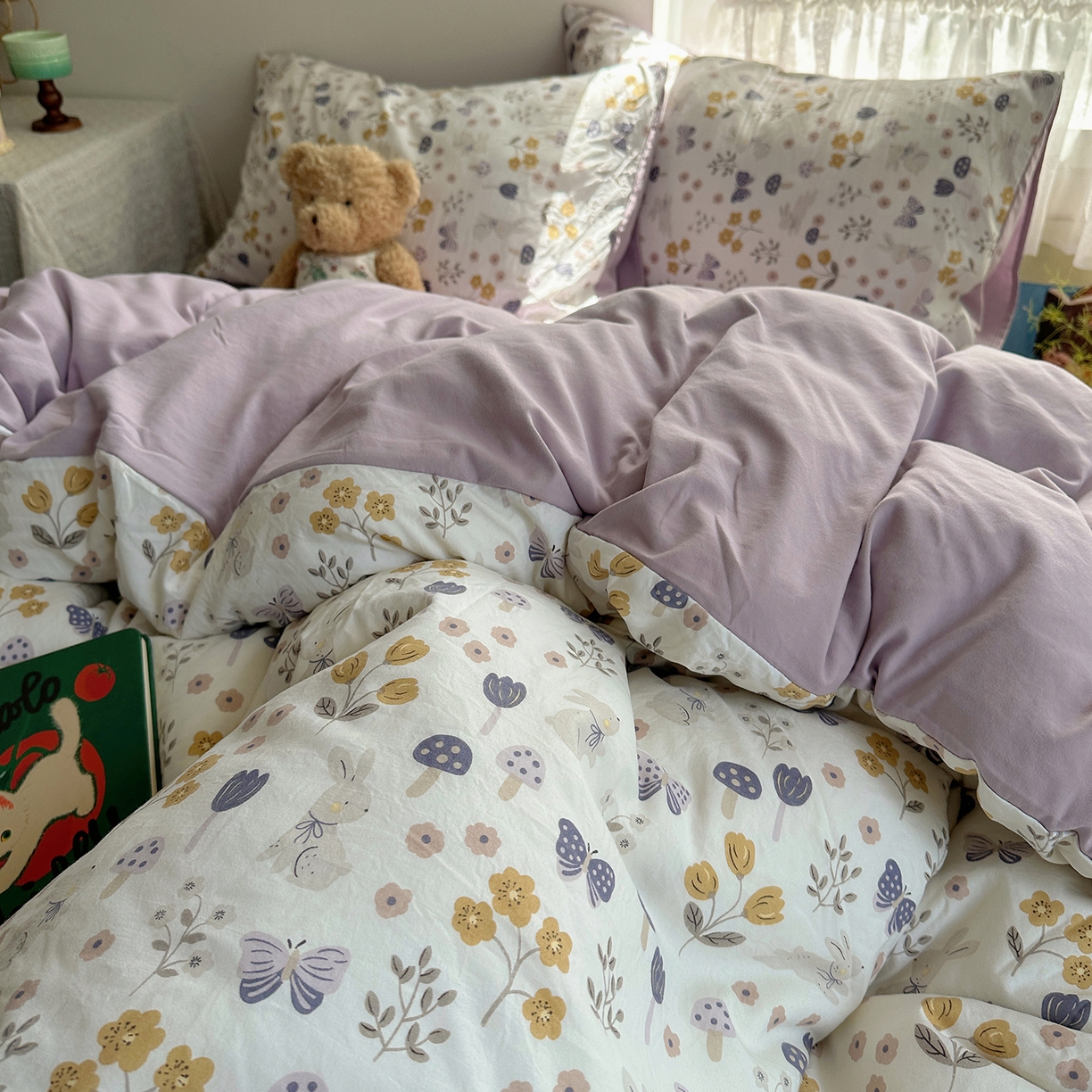 91家纺网 家纺一手货源 找家纺 沐芷 2026 【提供买家秀】A类软糯水洗棉四件套床上宿舍三件套床单被套 兔野仙踪