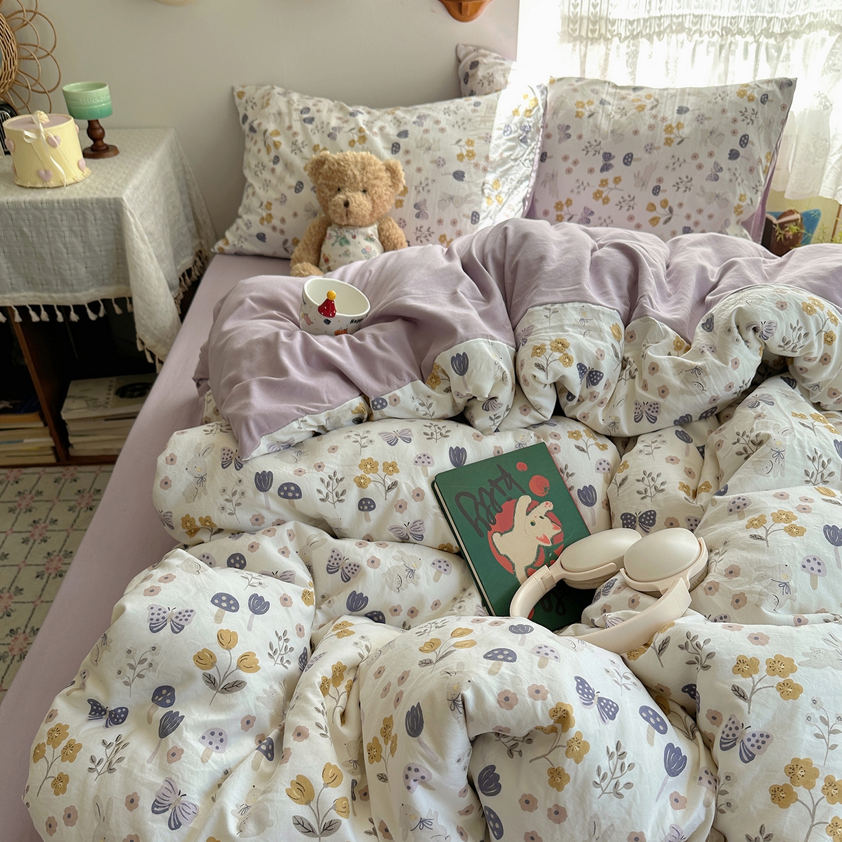 91家纺网 家纺一手货源 找家纺 沐芷 2026 【提供买家秀】A类软糯水洗棉四件套床上宿舍三件套床单被套 兔野仙踪