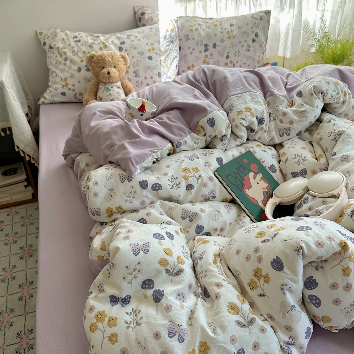 91家纺网 家纺一手货源 找家纺 沐芷 2026 【提供买家秀】A类软糯水洗棉四件套床上宿舍三件套床单被套 兔野仙踪