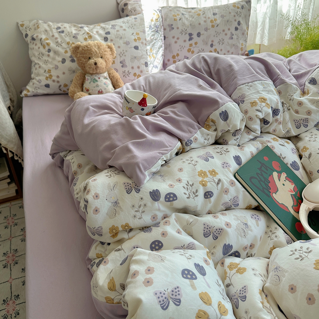 91家纺网 家纺一手货源 找家纺 沐芷 2026 【提供买家秀】A类软糯水洗棉四件套床上宿舍三件套床单被套 兔野仙踪