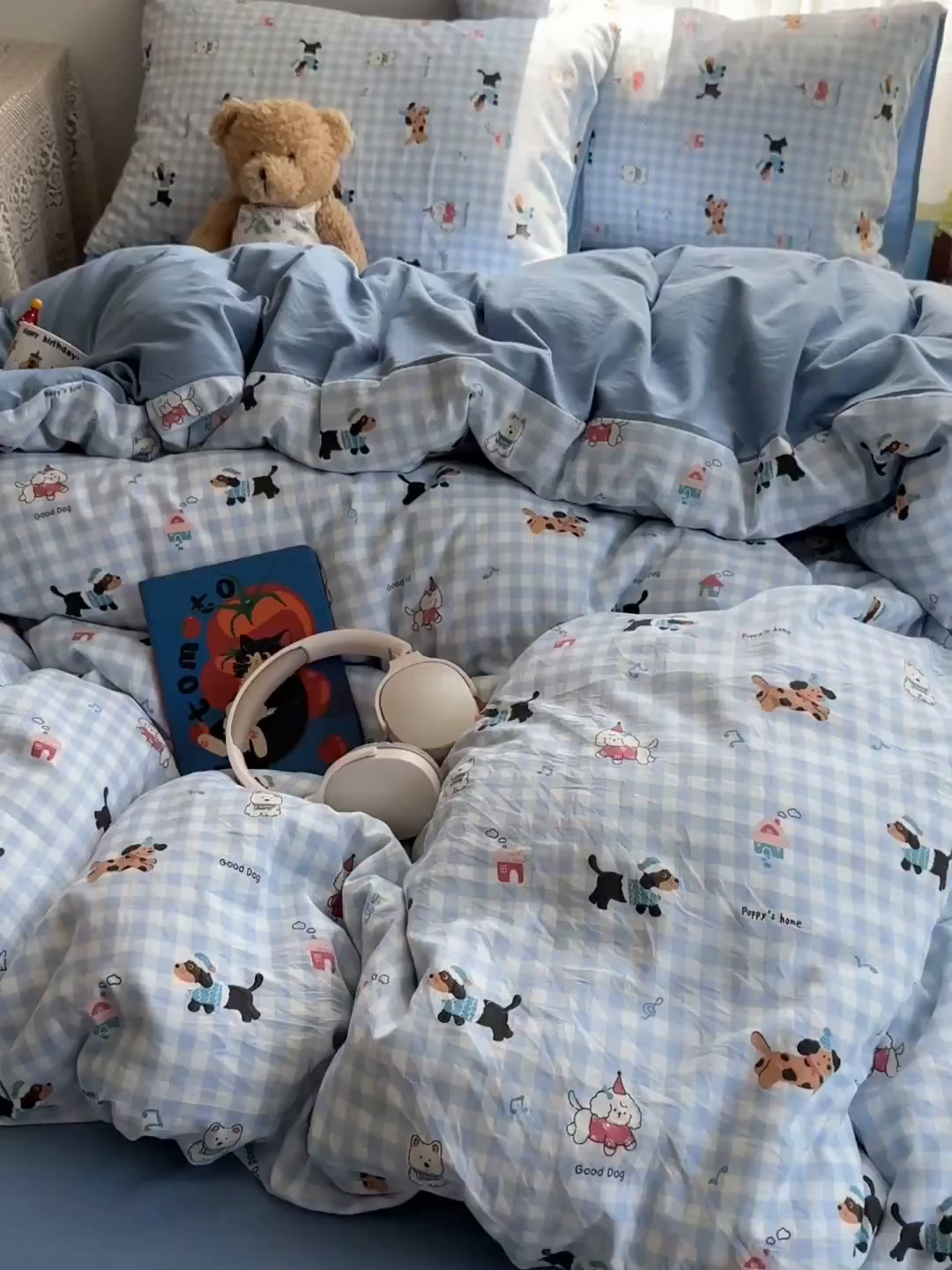 91家纺网 家纺一手货源 找家纺 沐芷 2026 【提供买家秀】A类软糯水洗棉四件套床上宿舍三件套床单被套 汪星蓝町