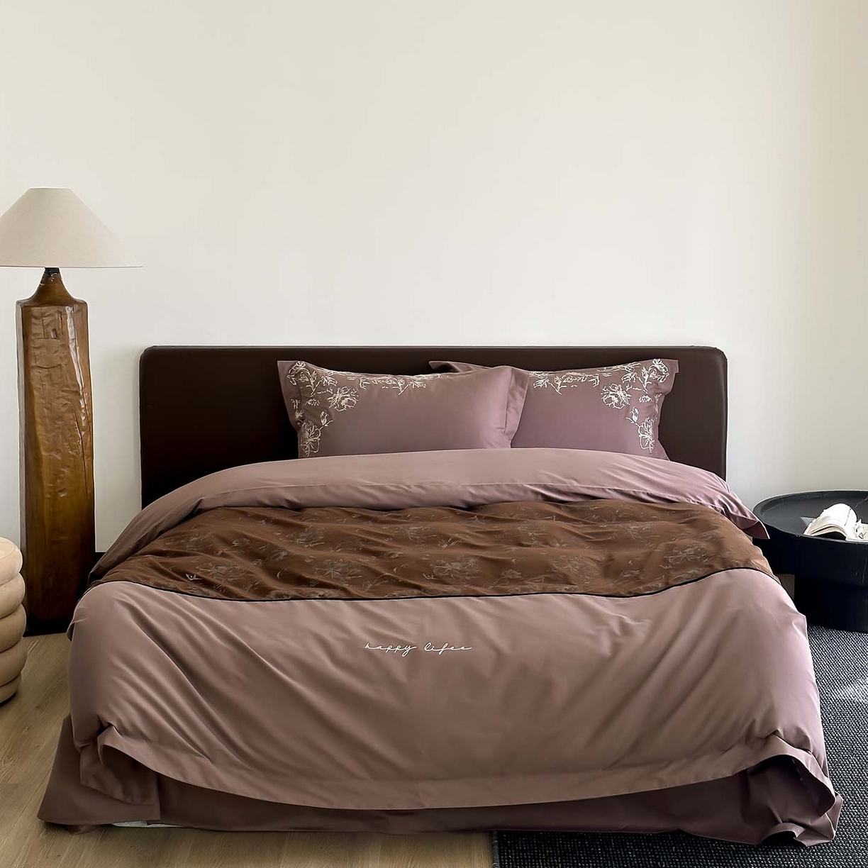 赫帛 2026新款刺绣磨毛四件套-郁金香 郁金香-棕色