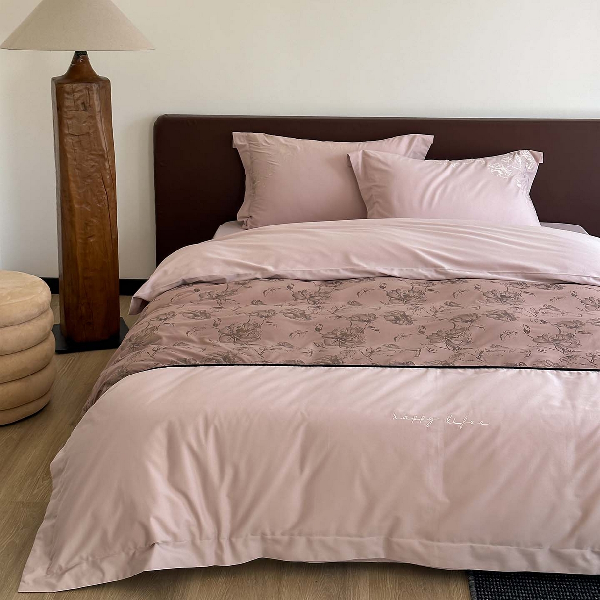 91家纺网 家纺一手货源 找家纺 赫帛 2026新款刺绣磨毛四件套-郁金香 郁金香-粉色