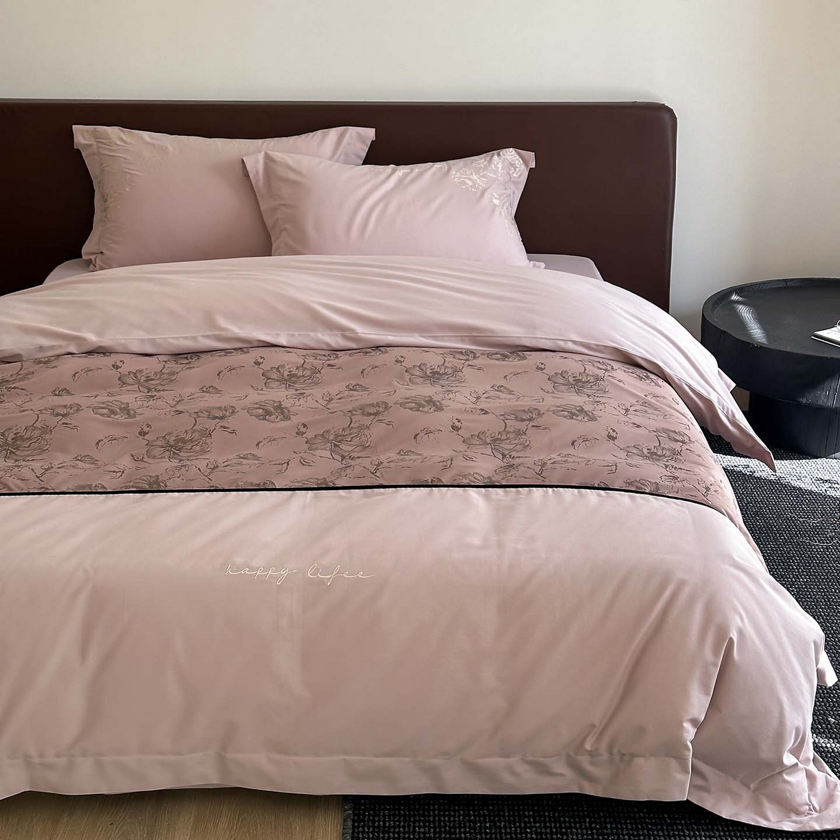 91家纺网 家纺一手货源 找家纺 赫帛 2026新款刺绣磨毛四件套-郁金香 郁金香-粉色