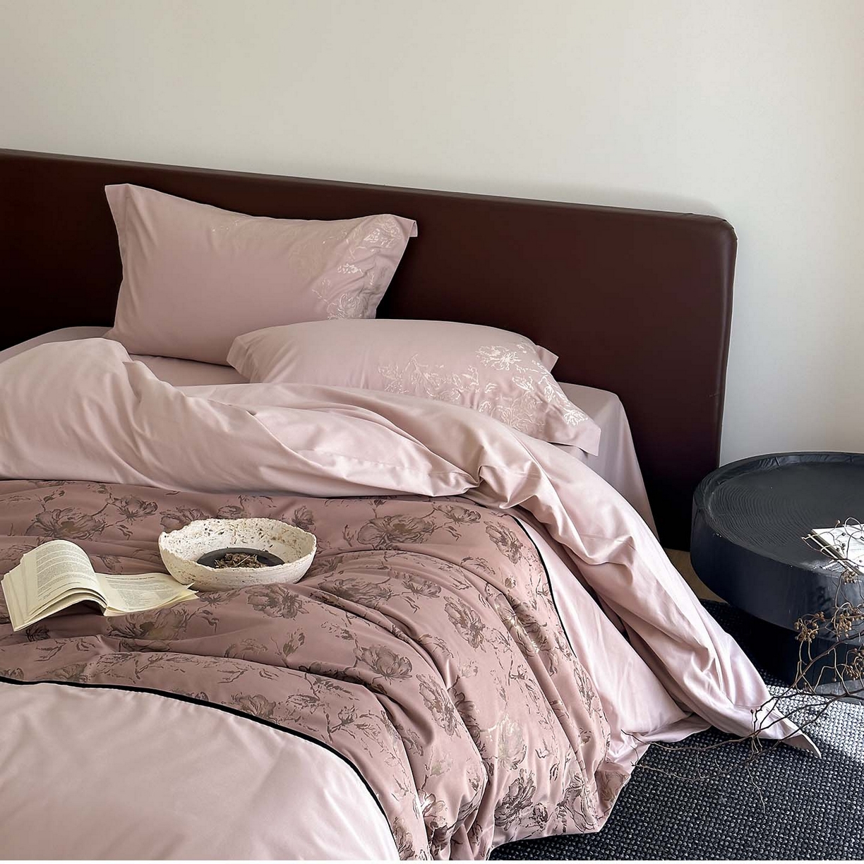 91家纺网 家纺一手货源 找家纺 赫帛 2026新款刺绣磨毛四件套-郁金香 郁金香-粉色