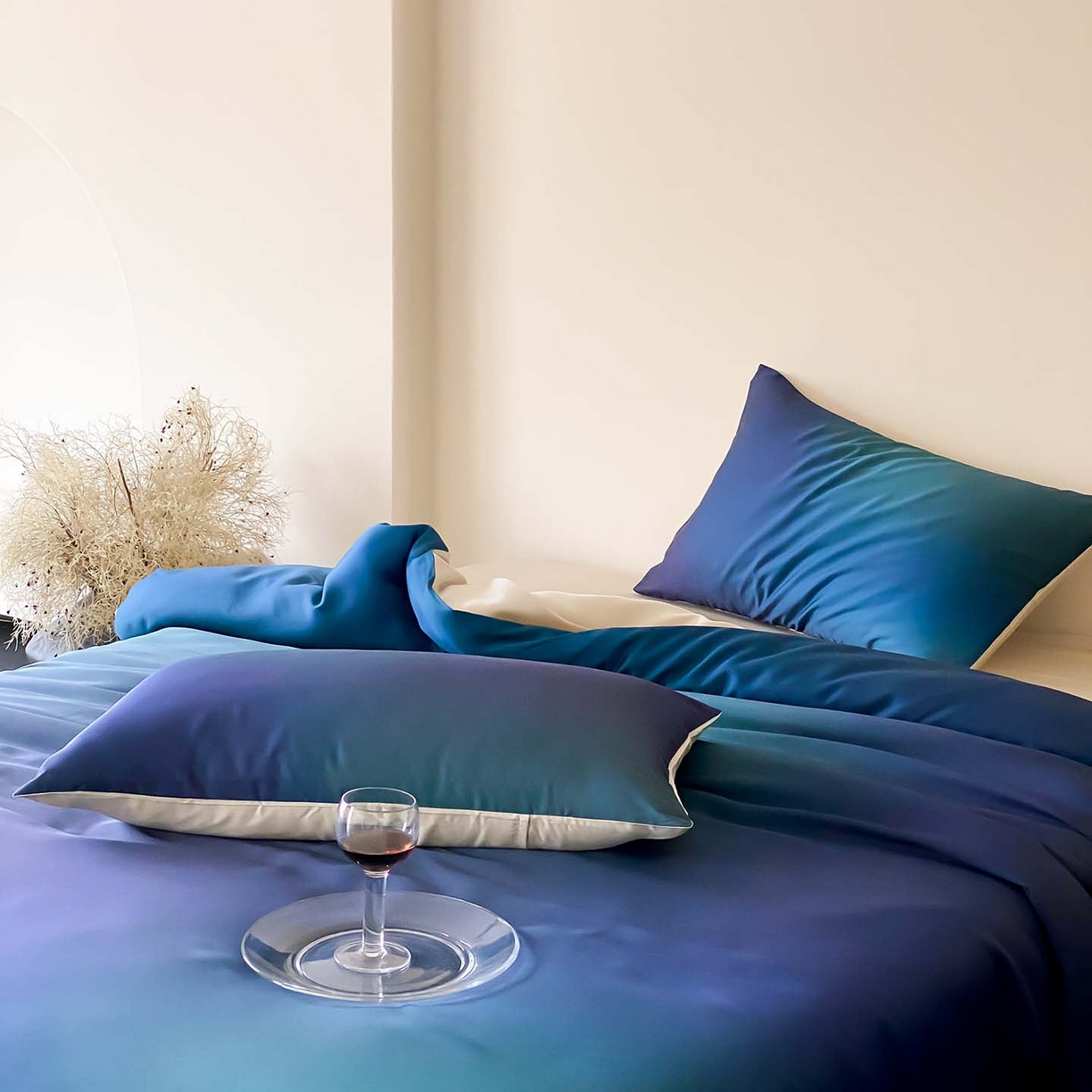 91家纺网 家纺一手货源 找家纺 （总）赫帛 2026新款60S兰精天丝数码印花四件套-只此青绿