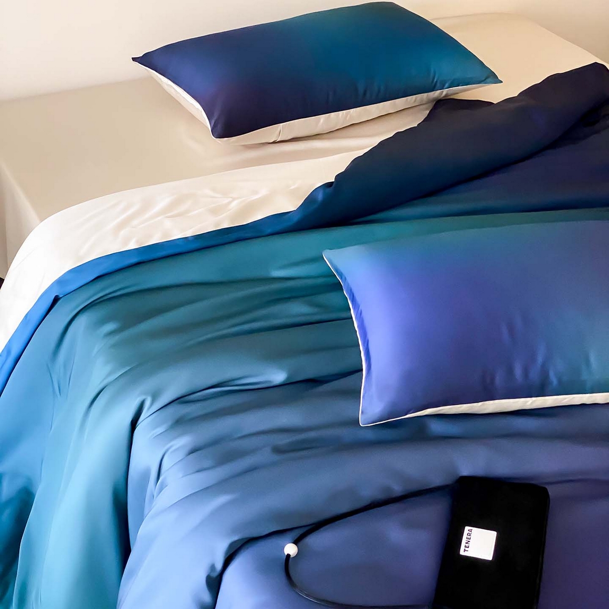 91家纺网 家纺一手货源 找家纺 （总）赫帛 2026新款60S兰精天丝数码印花四件套-只此青绿