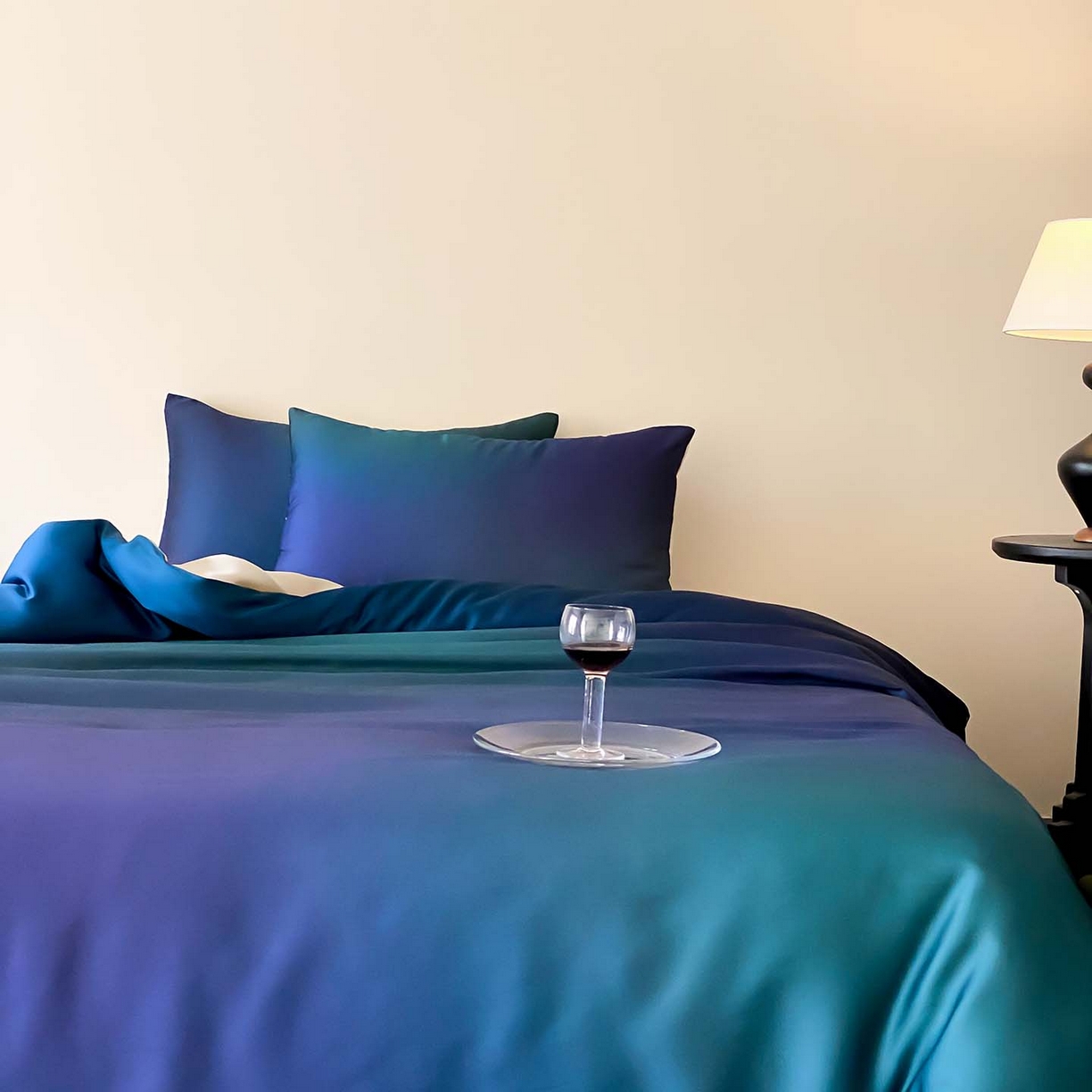 91家纺网 家纺一手货源 找家纺 （总）赫帛 2026新款60S兰精天丝数码印花四件套-只此青绿