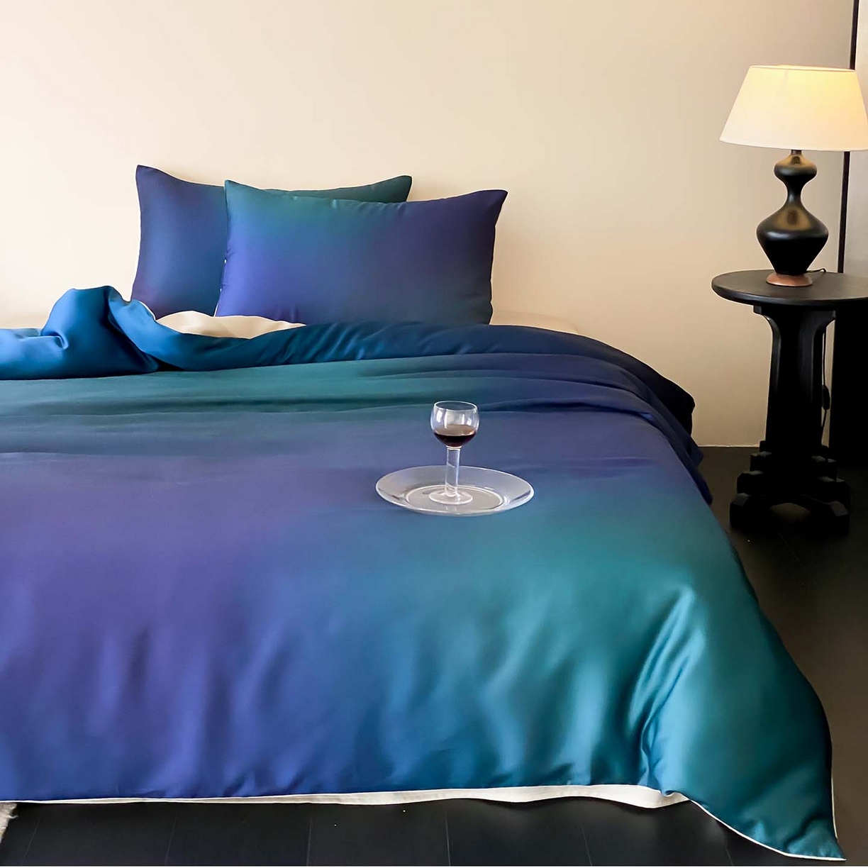 91家纺网 家纺一手货源 找家纺 （总）赫帛 2026新款60S兰精天丝数码印花四件套-只此青绿