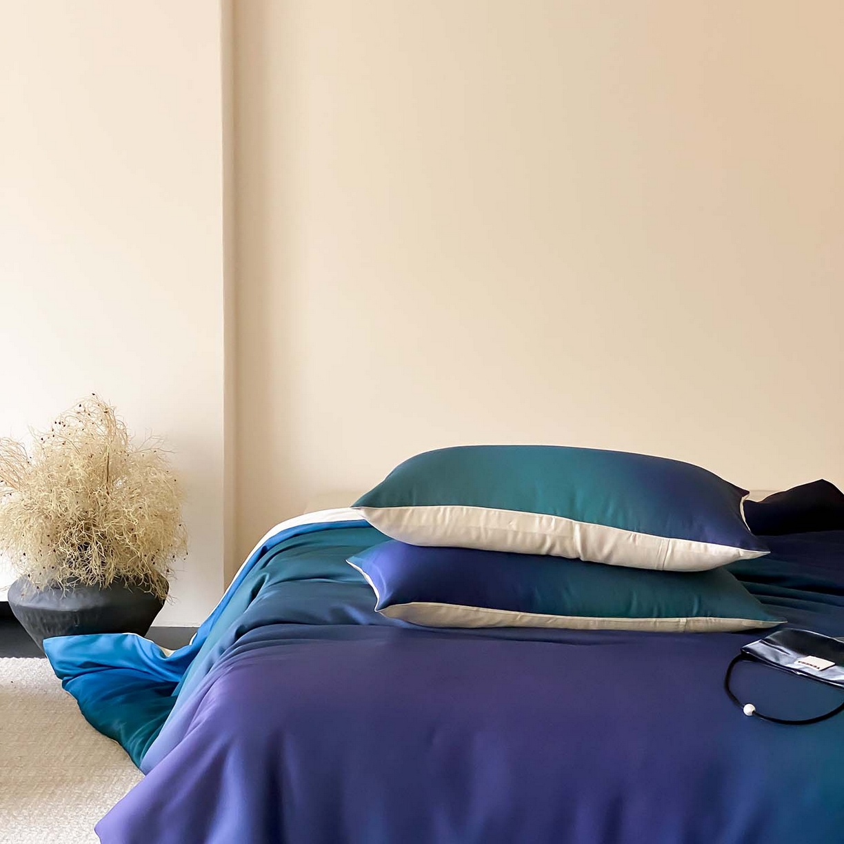 91家纺网 家纺一手货源 找家纺 （总）赫帛 2026新款60S兰精天丝数码印花四件套-只此青绿