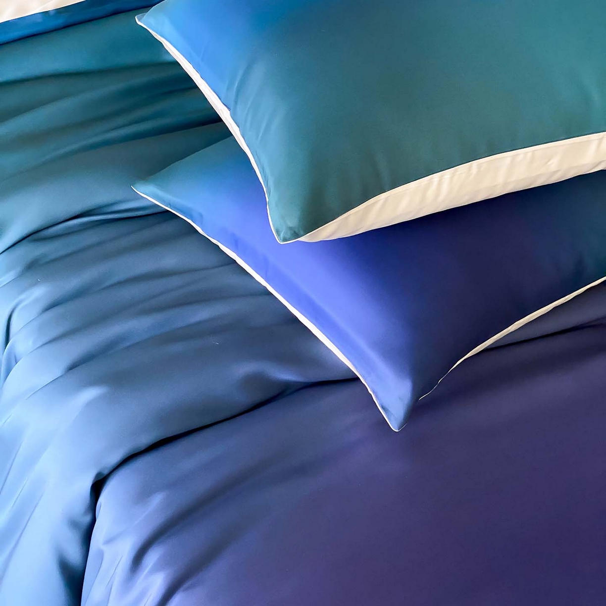 91家纺网 家纺一手货源 找家纺 （总）赫帛 2026新款60S兰精天丝数码印花四件套-只此青绿