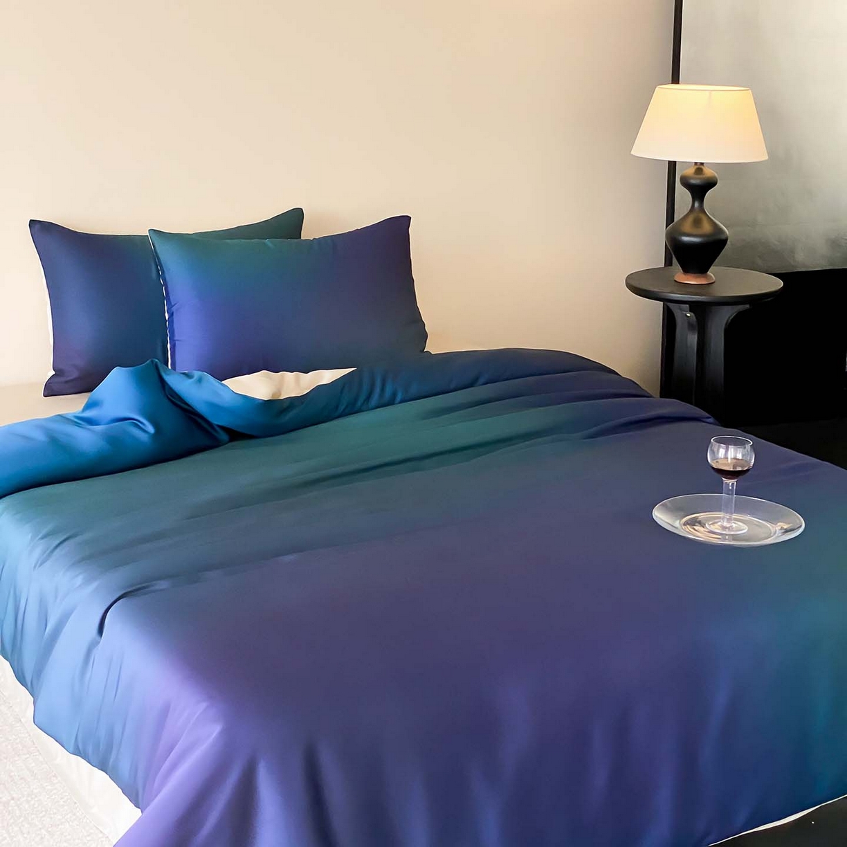 91家纺网 家纺一手货源 找家纺 （总）赫帛 2026新款60S兰精天丝数码印花四件套-只此青绿