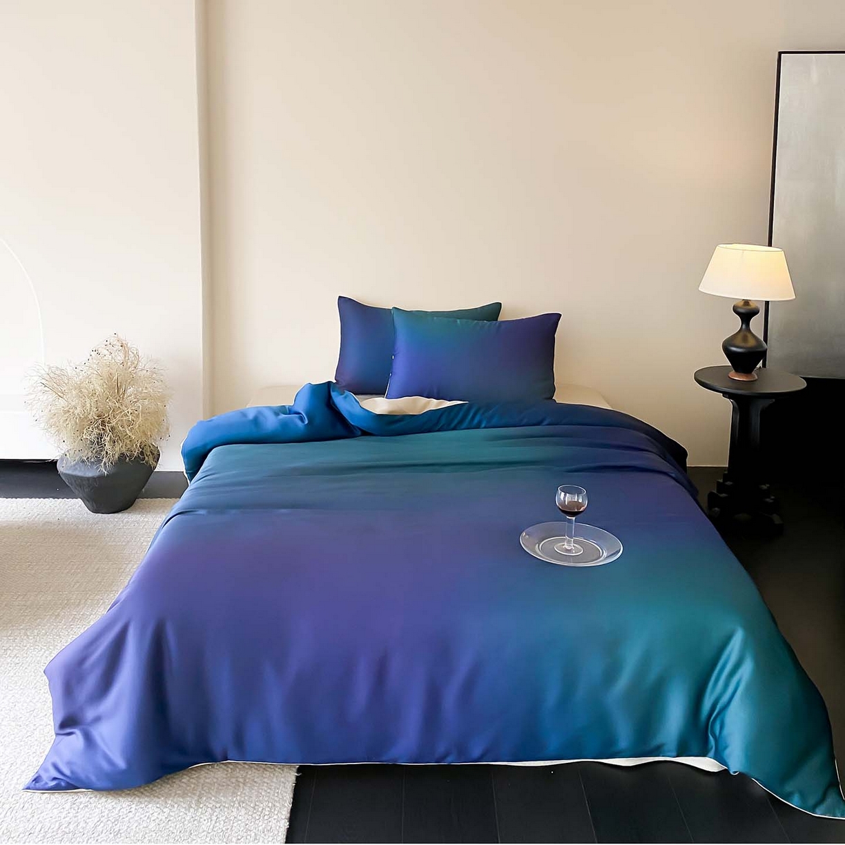 91家纺网 家纺一手货源 找家纺 （总）赫帛 2026新款60S兰精天丝数码印花四件套-只此青绿