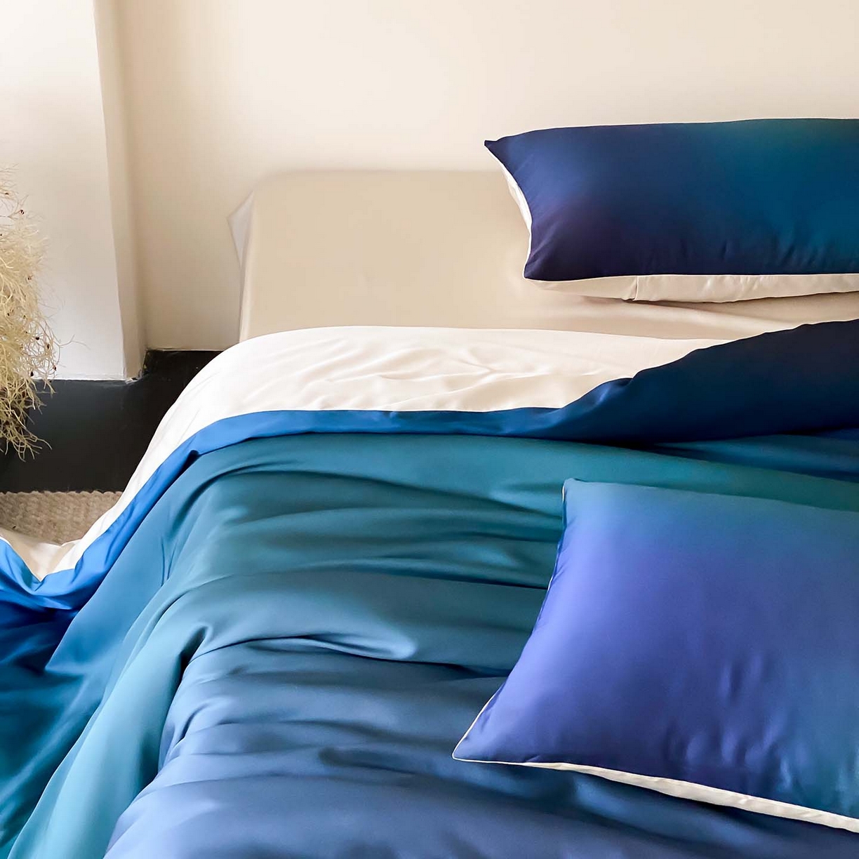 91家纺网 家纺一手货源 找家纺 （总）赫帛 2026新款60S兰精天丝数码印花四件套-只此青绿