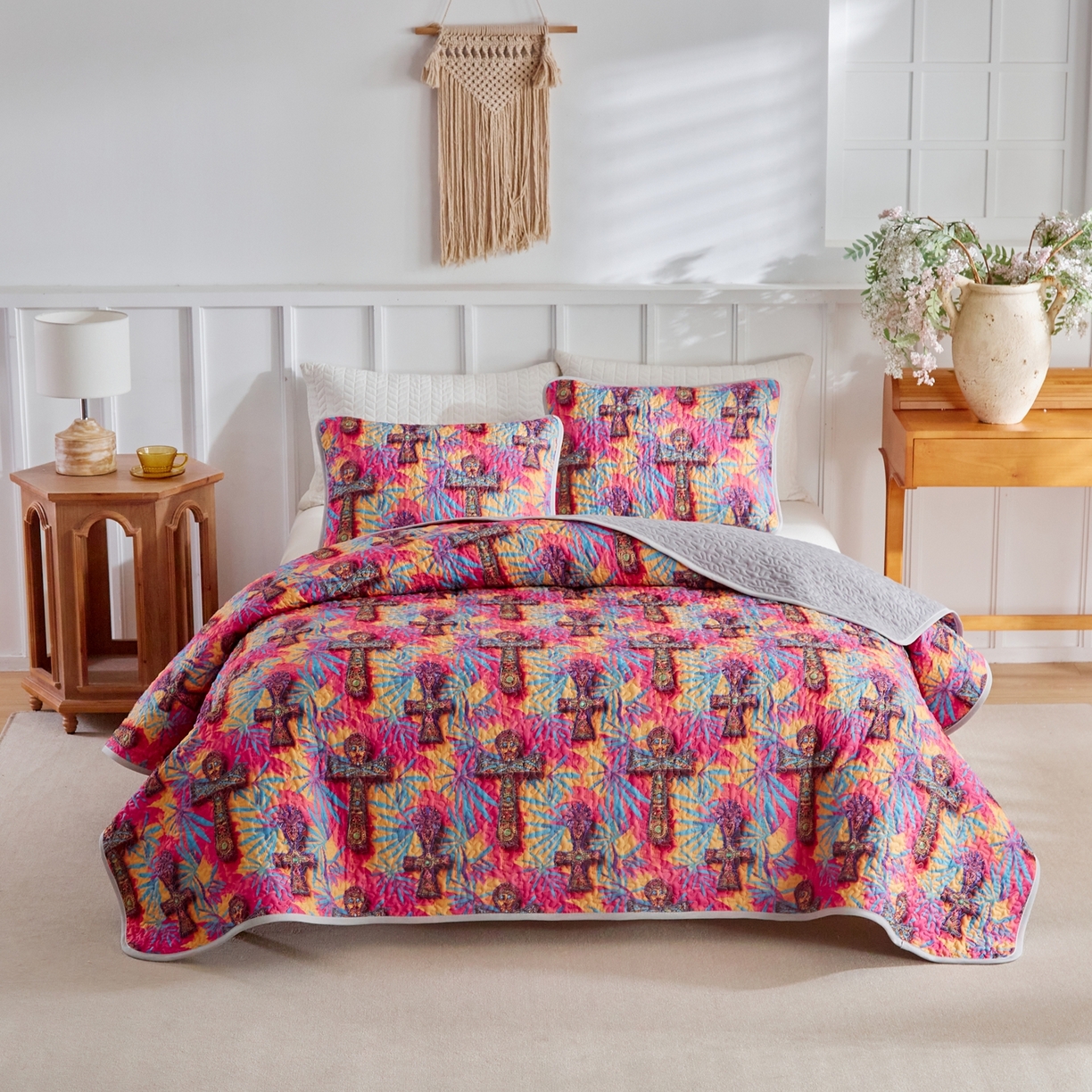 91家纺网 家纺一手货源 找家纺 温宁家纺 2026新款印花床盖跨境，外贸，亚马逊，shein，temu 0069