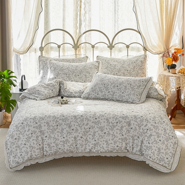 91家纺网 家纺一手货源 找家纺 （总）源舜家纺 2026新款全棉斜纹花边床盖多功能被子四件套