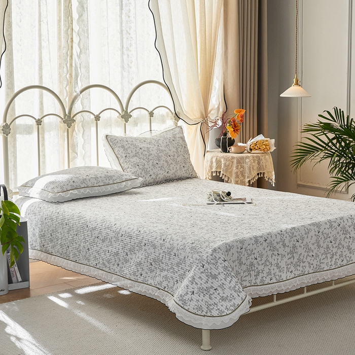 91家纺网 家纺一手货源 找家纺 （总）源舜家纺 2026新款全棉斜纹花边床盖多功能被子四件套