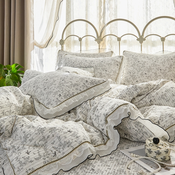 91家纺网 家纺一手货源 找家纺 （总）源舜家纺 2026新款全棉斜纹花边床盖多功能被子四件套