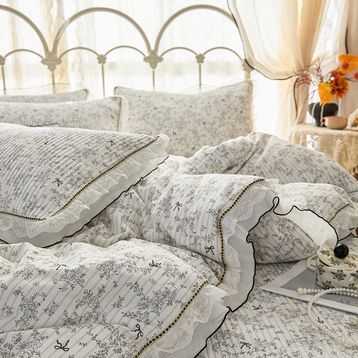 91家纺网 家纺一手货源 找家纺 （总）源舜家纺 2026新款全棉斜纹花边床盖多功能被子四件套