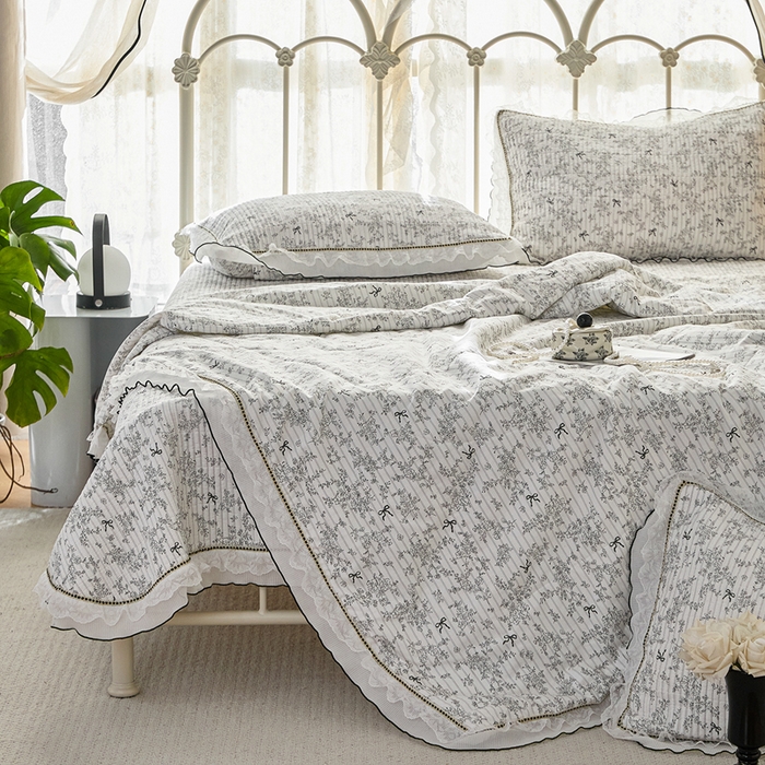 91家纺网 家纺一手货源 找家纺 （总）源舜家纺 2026新款全棉斜纹花边床盖多功能被子四件套