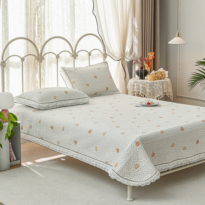 91家纺网 家纺一手货源 找家纺 源舜家纺 2026新款全棉斜纹花边床盖多功能被子四件套 南笙梦-米