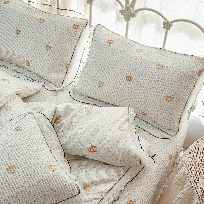 91家纺网 家纺一手货源 找家纺 源舜家纺 2026新款全棉斜纹花边床盖多功能被子四件套 南笙梦-米