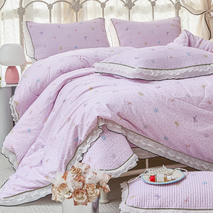 91家纺网 家纺一手货源 找家纺 （总）源舜家纺 2026新款全棉斜纹花边床盖多功能被子四件套