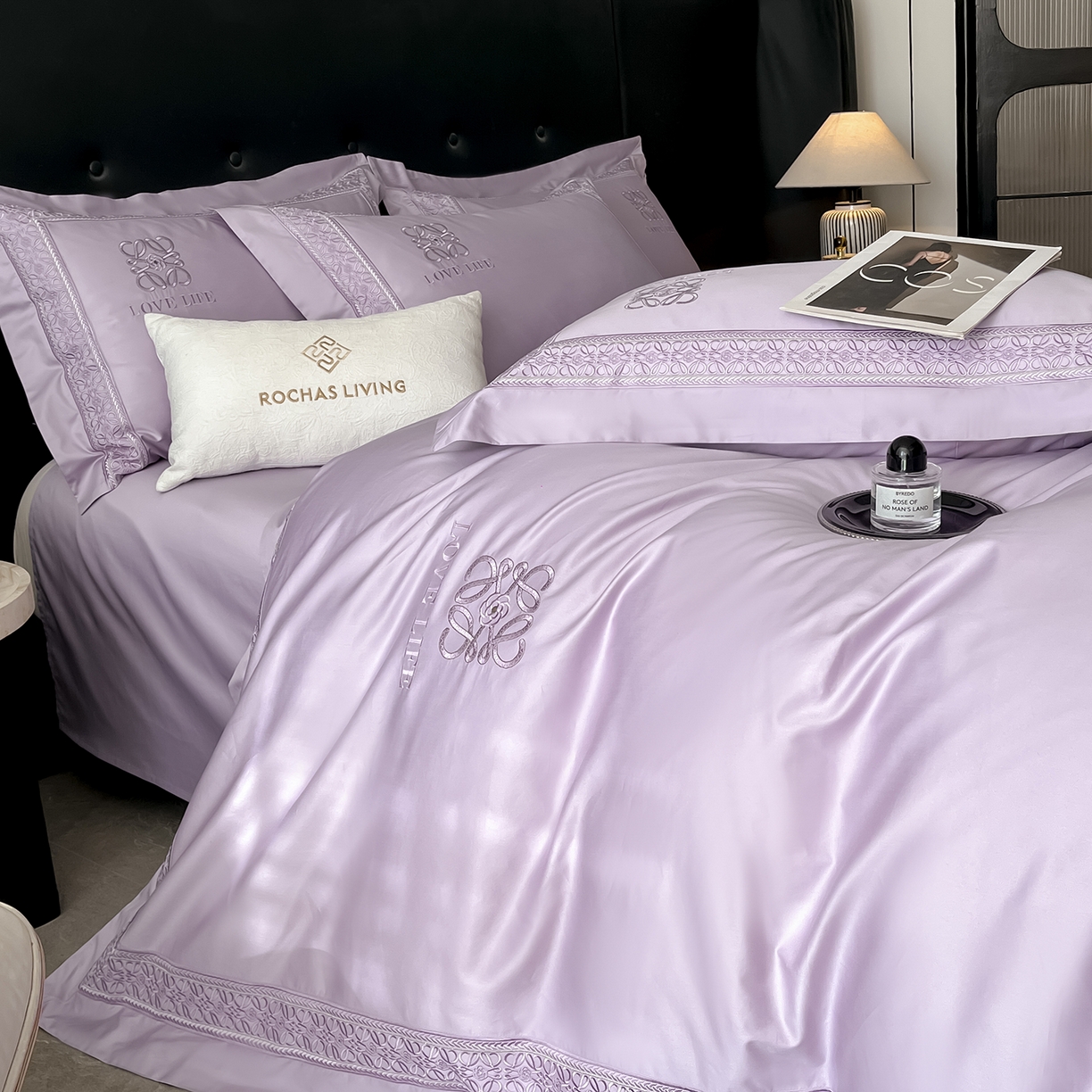 91家纺网 家纺一手货源 找家纺 置顶家纺 2025新款刺绣亲肤磨毛四件套-兰迪系列 兰迪-香芋紫