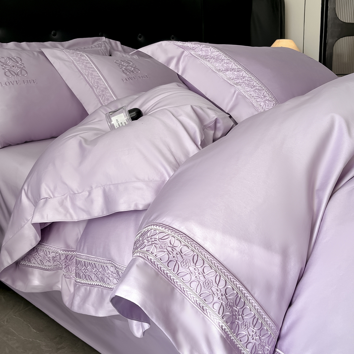 91家纺网 家纺一手货源 找家纺 置顶家纺 2025新款刺绣亲肤磨毛四件套-兰迪系列 兰迪-香芋紫