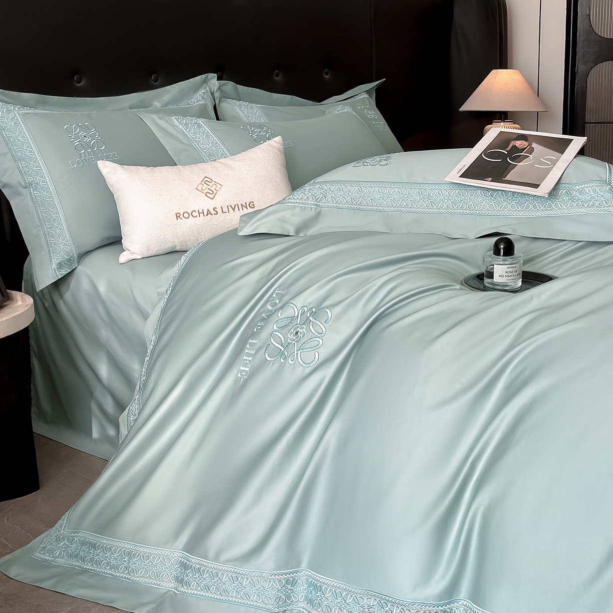 91家纺网 家纺一手货源 找家纺 置顶家纺 2025新款刺绣亲肤磨毛四件套-兰迪系列 兰迪-繁星蓝