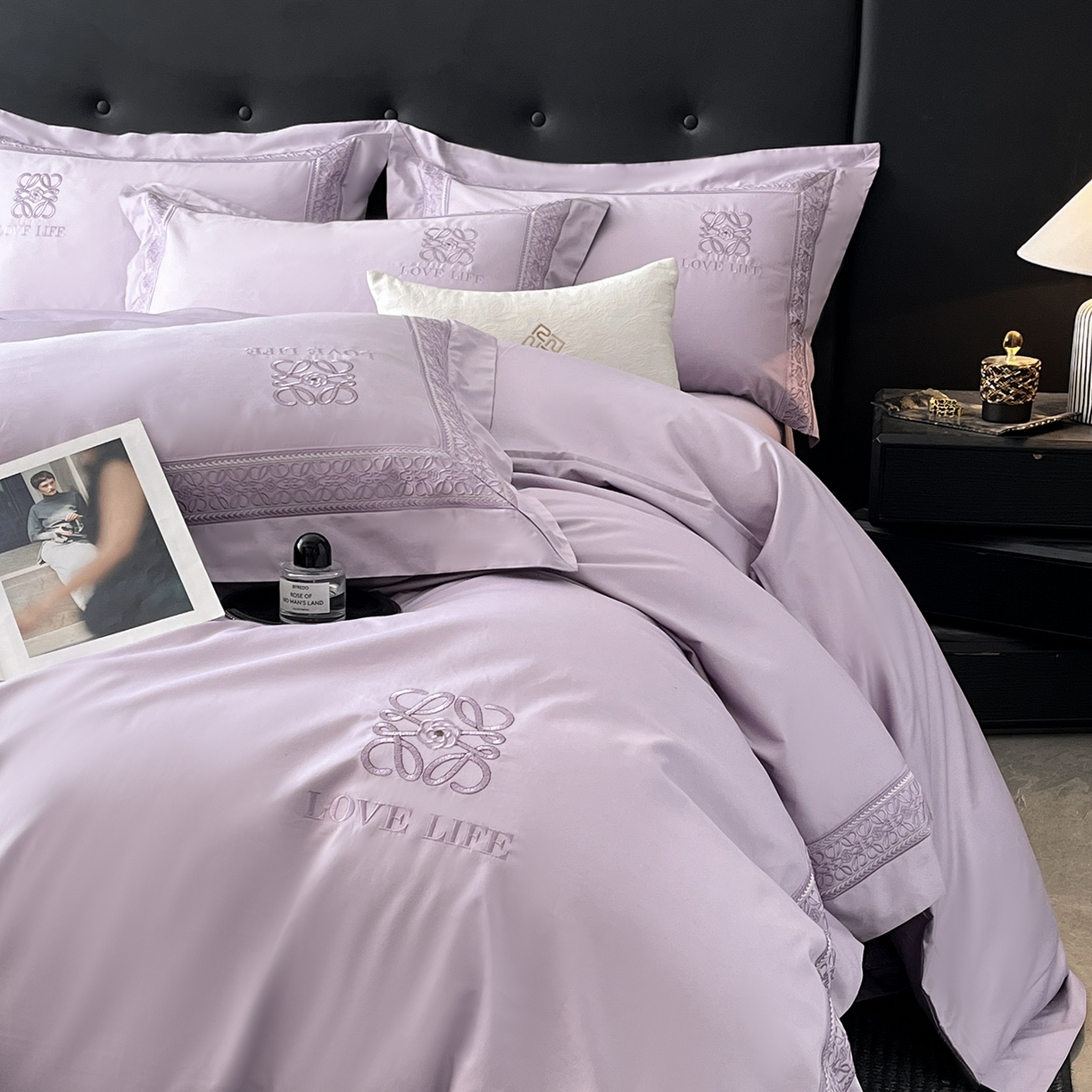 91家纺网 家纺一手货源 找家纺 置顶家纺 2025新款刺绣亲肤磨毛四件套-兰迪系列 兰迪-香芋紫