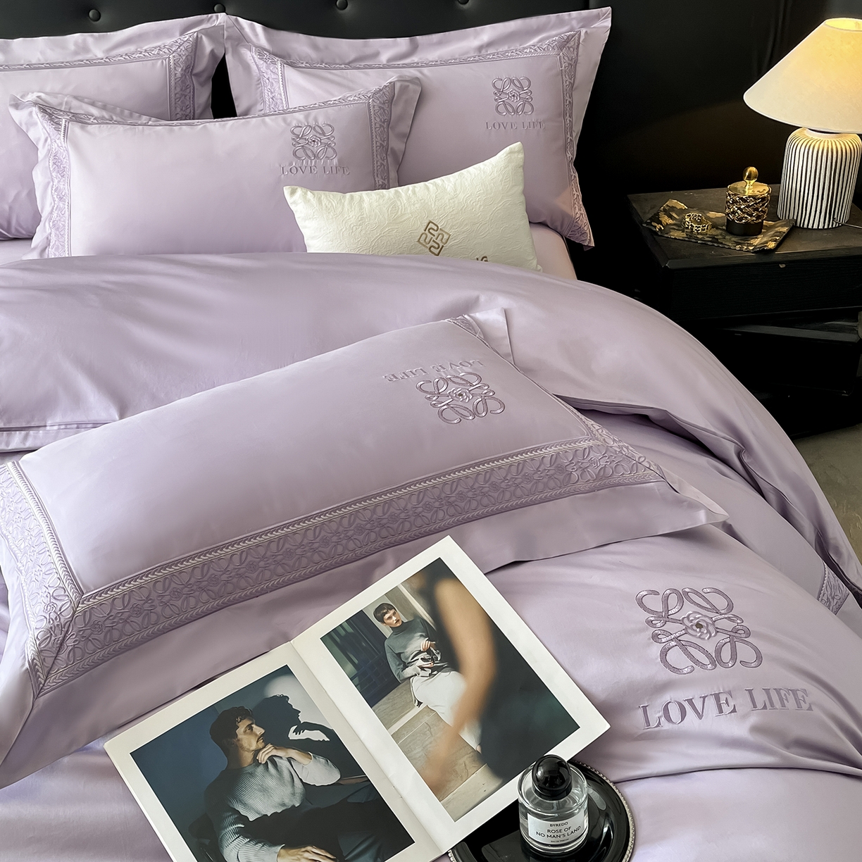 91家纺网 家纺一手货源 找家纺 置顶家纺 2025新款刺绣亲肤磨毛四件套-兰迪系列 兰迪-香芋紫